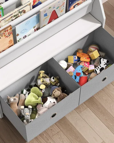 Vista 7 de CHOEZON Estantería infantil y almacenamiento de juguetes, estante de libros para niños de gran capacidad de 4 niveles, estantería para niños