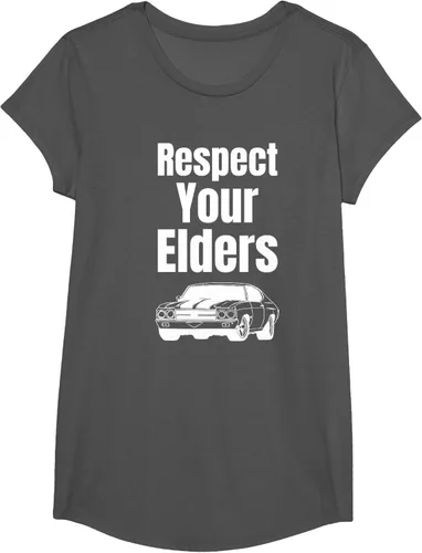 Vista 29 de Divertido regalo de auto para chicos – Respect Your Elders Classic Muscle Car Camiseta, Negro, S