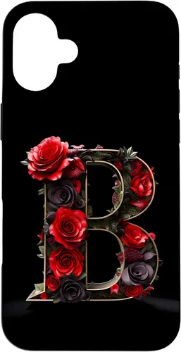 Vista 23 de B Monogram Letter Red Roses Floral Case for iPhone 17