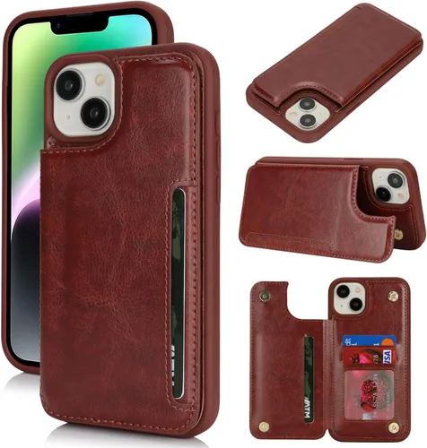 Vista 14 de iCoverCase Compatible con iPhone 13 Funda de Teléfono con Portarjetas, Funda Billetera para Mujeres y Hombres Bloqueo RFID Funda Protectora de Cuero