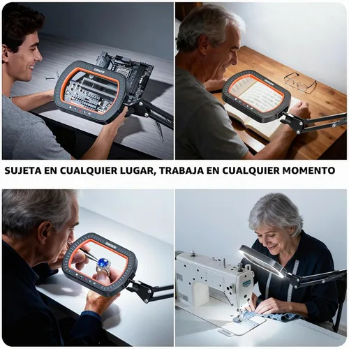 Vista 7 de Lámpara de aumento rectangular 10X, luz de aumento grande con 5 modos de Negro