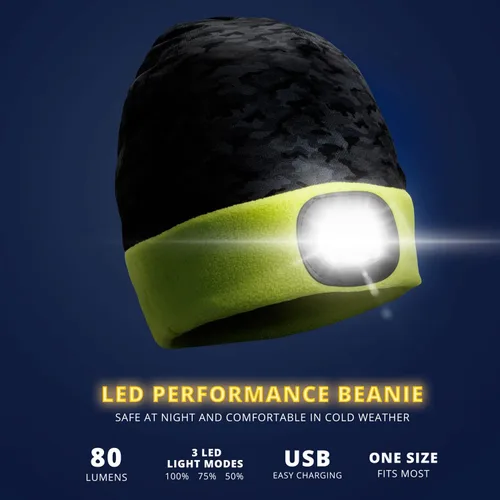Vista 23 de Gone For a Run Gorros y diademas reversibles con forro polar LED para correr 3 modos de luz