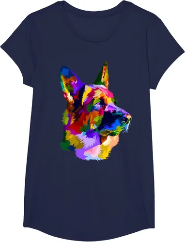 Vista 73 de Camiseta con retrato de pastor alemán para dueños de perros, Negro, S
