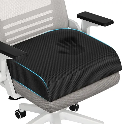 Vista 18 de TranquilRelax Cojín de asiento de espuma viscoelástica para silla de oficina, 3 pulgadas, color negro Medium-firm Support for Long Sitting