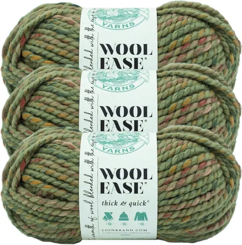 Vista 13 de Lion Brand Yarn - Ovillo de lana Wool-Ease Thick & Quick color fuerza aérea Super Bulky Wool Acrylic Blend Fiber for Soft Hats, Sweaters, Chunky