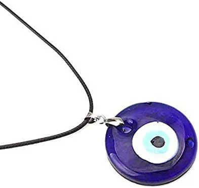 Vista 6 de Flzaitian Collar de ojo malvado, cuerda de cuero de cristal azul para mujer, collar de protección de la suerte