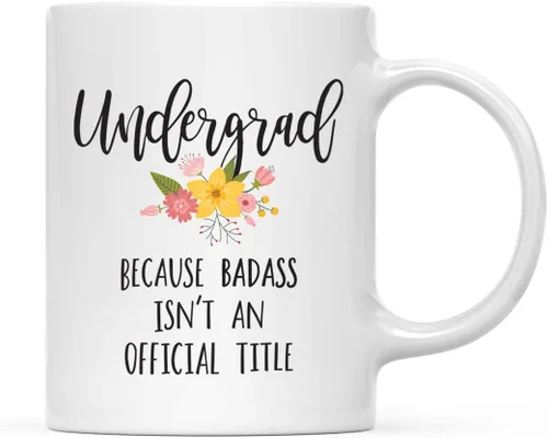 Vista 20 de Andaz Press Taza de café de 11 onzas, regalo de broma, tía porque Badass no es un título oficial, gráfico floral, 1 paquete