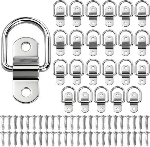 Vista 9 de Anclajes de anillos en D de 1/4" para amarre, ancla de remolque resistente, anillos de amarre de 2400 lbs de capacidad, para remolque, cama de Negro