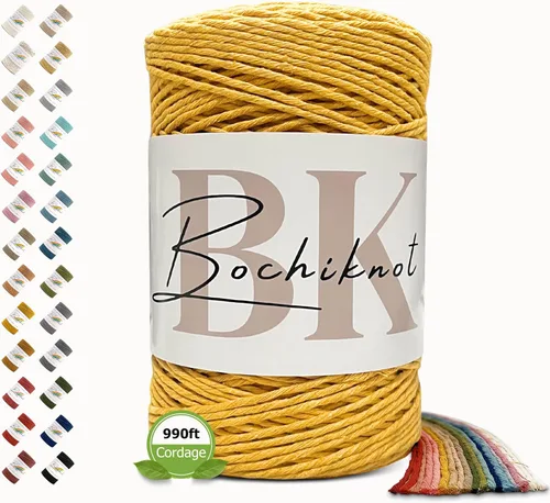 Vista 18 de BOCHIKNOT Cordón de macramé de 3 mm x 302 m - Cordón de macramé de hebra única para colgantes de pared, perchas de plantas - Cordón de macramé de 3