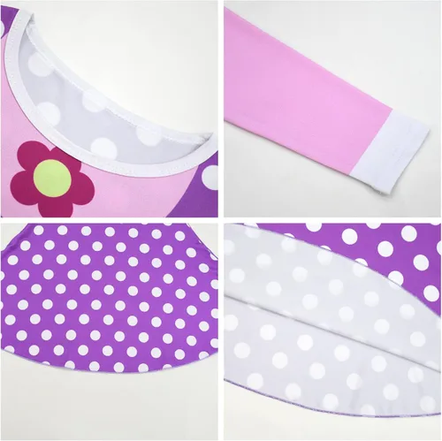 Vista 3 de Garperkids Vestido de disfraz YYoYo de dibujos animados para niñas, vestido de manga larga, vestido de lunares morados, trajes de invierno