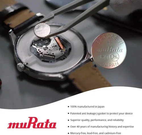 Vista 5 de Murata 376 SR626W Batería 1.55V Celda de botón de reloj de óxido de plata - Sustituye a Sony 376 (2 baterías)