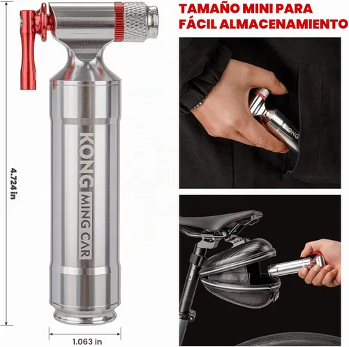 Vista 6 de Kits de inflado de CO2, compatible con válvulas Presta y Schrader, bomba de neumáticos de bicicleta de CO2 para bicicletas de montaña y carretera