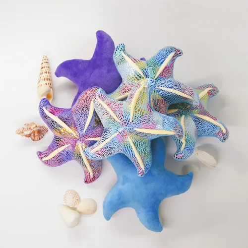 Vista 5 de Juguete de peluche de estrella de mar, animales marinos, animales marinos, linda decoración de habitación de playa y océano costero
