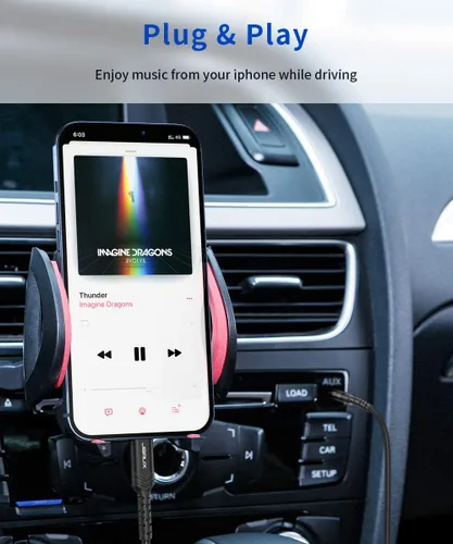 Vista 2 de JSAUX - Cable de audio Lightning a 0.138 pulgadas (3.5mm) de 3.3 pies, [certificado Apple MFi] auriculares para iPhone, cable auxiliar Lightning