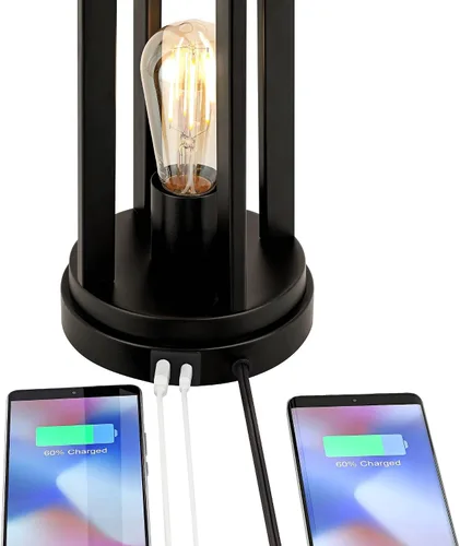 Vista 9 de Marcel 24 1/4" alta lámpara de mesa USB Juego de 2 luces LED de noche negro moderno