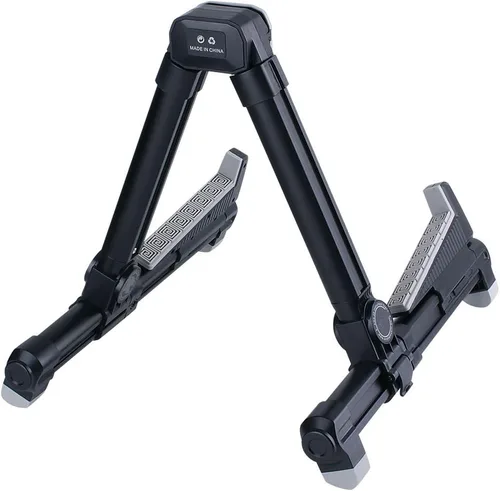 Vista 2 de ENO MUSIC Folding Stand Alumium Alloy Frame Universal Acoustic, Suitable for Electric Guitars, Bass Guitars (Black)