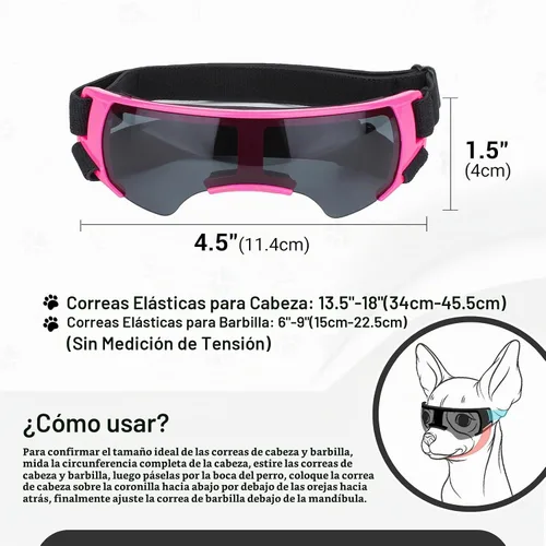 Vista 5 de Gafas de sol para perros de razas pequeñas, protección UV, resistente al viento, antivaho, al aire libre, ciclismo, playa, protección ocular