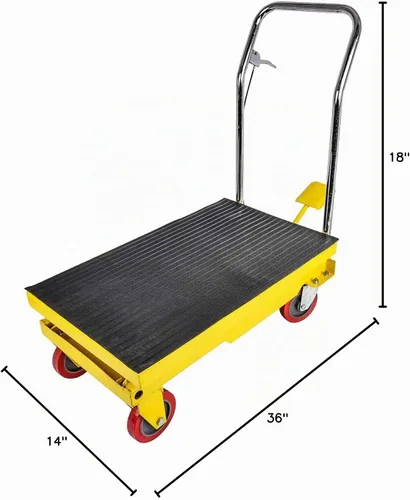 Vista 5 de JEGS Carro elevador hidráulico, capacidad de 1100 libras, mesa elevadora de tijera ajustable de 10.5 a 31 pies de altura, mesa elevadora accionada