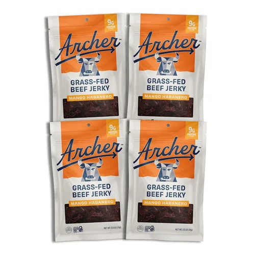 Vista 6 de Fuego Beef Jerky by Country Archer, 100% alimentado con pasto, bajo en carbohidratos, sin gluten, snack keto de 2.5 onzas, paquete de 4
