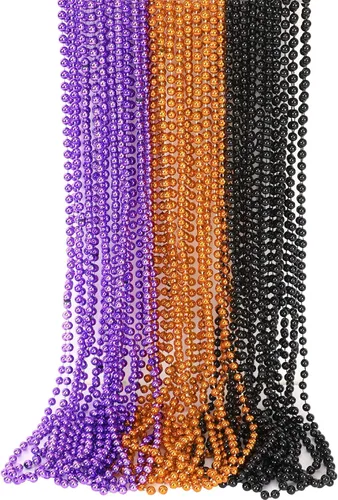Vista 11 de JULBEAR 30 piezas de collares del Día de San Patricio, collares de cuentas metálicas verdes de trébol de trébol para suministros de fiesta de Mardi