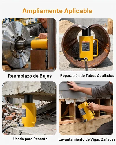 Vista 8 de VEVOR - Cilindro hidráulico de 50T de 6 pulgadas, cilindro hidráulico sólido de acción simple, cilindros de elevación hidráulica de 5.906 in