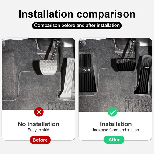 Vista 4 de BOYUER Juego de 3 almohadillas antideslizantes para pedal de acelerador de gas de freno de aluminio sin perforaciones para Mazda CX-5 2013-2025 Negro