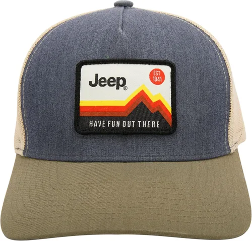 Vista 6 de Jeep Have Fun Out There Trucker Snapback - Sombrero gris y verde militarcrema, GrisVerdeCrema