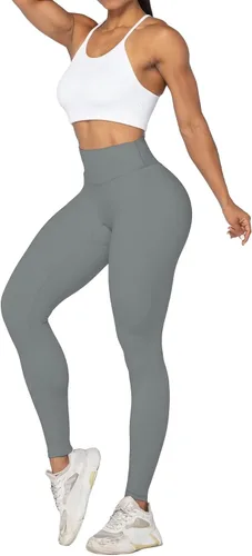 Vista 6 de Sunzel Nunaked Leggings de entrenamiento para mujer, control de abdomen, compresión para entrenamiento, gimnasio, yoga, sin costura frontal