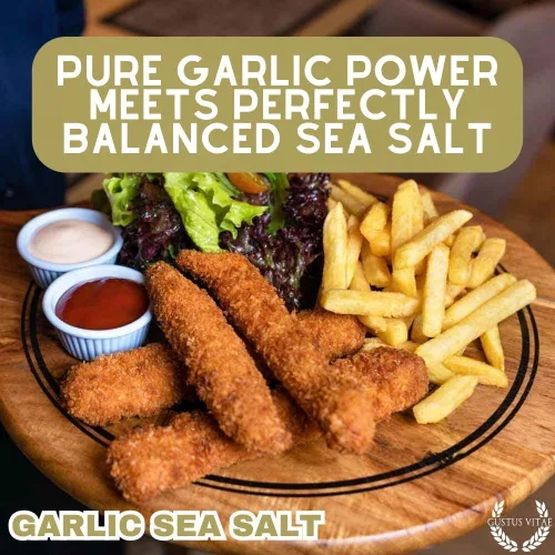 Vista 2 de Sal marina clásica de ajo gourmet Todo natural Sal gourmet ultra premium Condimento de acabado artesanal Lote pequeño Sin OMG Hecho a