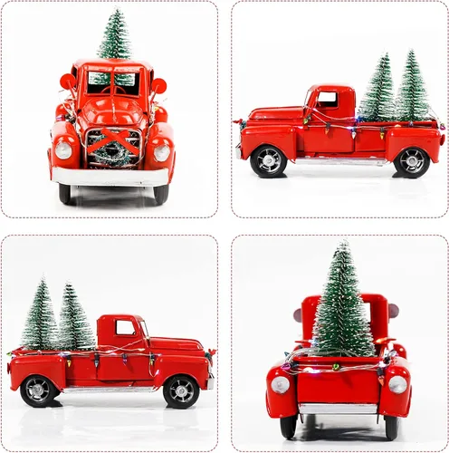 Vista 3 de AerWo Camión rojo decoración de Navidad, modelo de coche de camioneta
