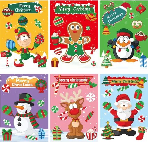 Vista 4 de Juego de tarjetas de Navidad de Fancy Land con sobres y calcomanías 18 piezas, kit de bricolaje para hacer tus propias tarjetas de Navidad