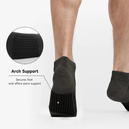 Vista 37 de BAMBOO COOL Calcetines atléticos de tobillo para hombre con acolchado y absorción de humedad, calcetines de malla para correr de corte bajo