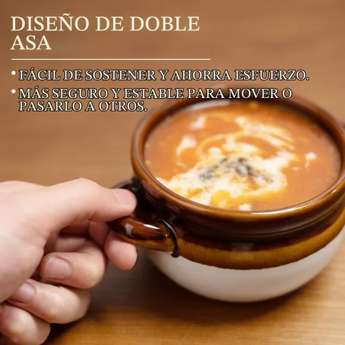 Vista 3 de Vumdua Tazones de Sopa de Cebolla Francesa con Asas, Cuencos de Cerámica para Servir Sopa de 16 Oz Crocks - Cuencos Aptos para Horno para Chile