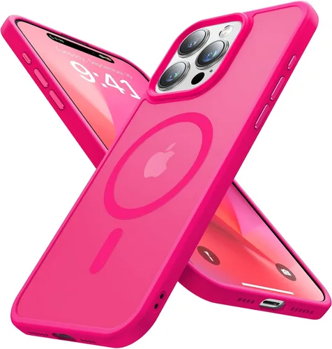 Vista 12 de Funda magnética fuerte para iPhone 15 Pro, [probada en caídas de grado militar] [compatible con MagSafe] translúcida mate delgada funda protectora a