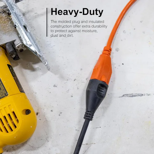 Vista 3 de GE Cable de extensión largo para exteriores, 80 pies, resistente a tierra, 16 AWG, 3 puntas, certificación ETL, naranja (81703) (paquete de 2)
