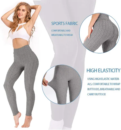 Vista 2 de AIMILIA - Leggings para mujer, levanta glúteos, anti celulitis, cintura alta, pantalones de yoga, entrenamiento, control de abdomen, mallas
