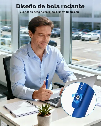 Vista 6 de STAGEEK Bolígrafos de gel azules GX3, 12 bolígrafos de tinta azul de secado rápido con 3 recambios adicionales, bolígrafos retráctiles de punta fina