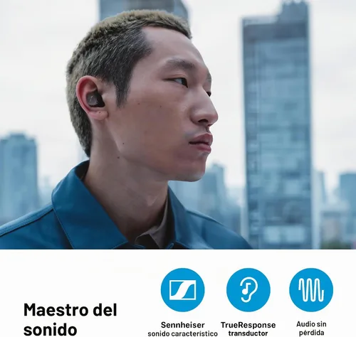 Vista 3 de Sennheiser Momentum True Wireless 4 - Auriculares inteligentes con Bluetooth 5.4, sonido cristalino, diseño cómodo, duración de la batería de 30