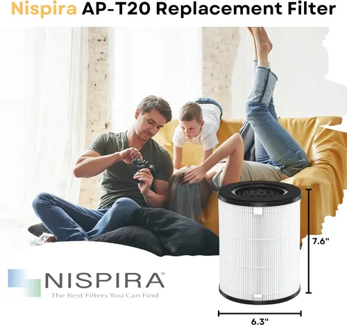 Vista 2 de Nispira AP-T20FL - Filtro de repuesto True HEPA compatible con el purificador de aire de torre TotalClean de 360° AP-T20 AP-T20WT, 3 paquetes