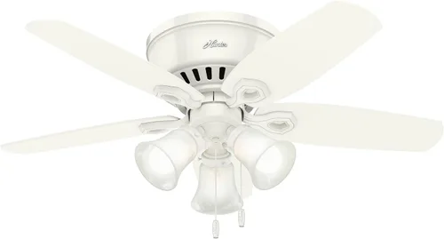 Vista 15 de Hunter Constructor, para interiores, ventilador de techo, cadena de tracción, 42 pulgadas, níquel cepillado con luces LED, montaje empotrado