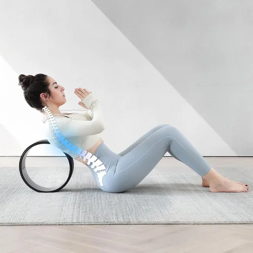 Vista 7 de Rodillo de espalda, rodillo de espuma para alivio del dolor de cuello y espalda, rueda de yoga para masaje muscular de tejido profundo, herramienta