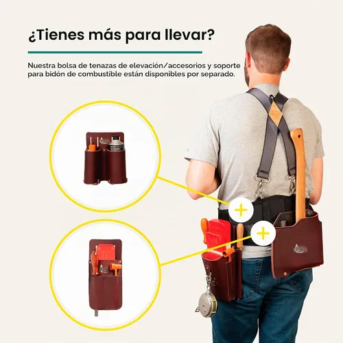 Vista 5 de Kit de Cinturón de Cuero para Tala Weaver Arborist, Cinturón de Herramientas de Cuero Latigo con Tirantes, Accesorio de Arborista, Cinturón
