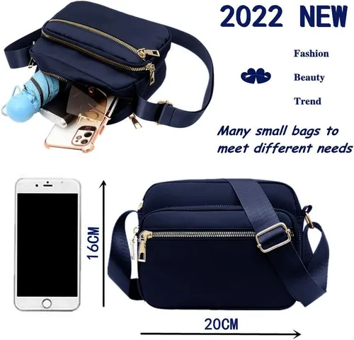 Vista 2 de Bolsos cruzados de nailon para mujer, bolsos y bolsos de mujer, bolsos casuales de mensajero, bolso cruzado negro impermeable