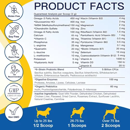 Vista 9 de Probióticos para perros, probióticos para perros para la salud digestiva, vitaminas para perros, polvo multivitamínico para perros