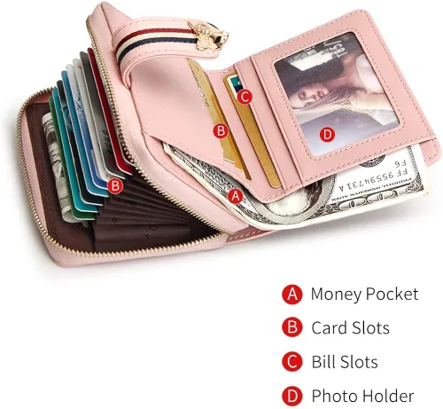 Vista 3 de FOXER Carteras pequeñas para mujer, monederos con cremallera para tarjetas de crédito, Classic