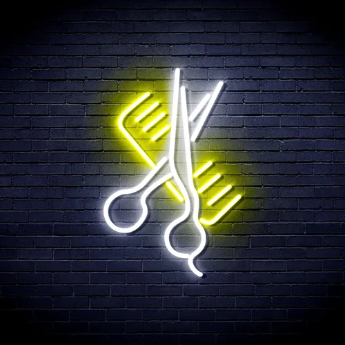 Vista 24 de AdvPro Comb & Scissors Flex Silicone LED Neon Sign - Azul - st16s32-fnu0363-b