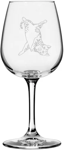 Vista 190 de Copa de vino de 12.75 onzas con temática de gato abisinio grabada para todo uso