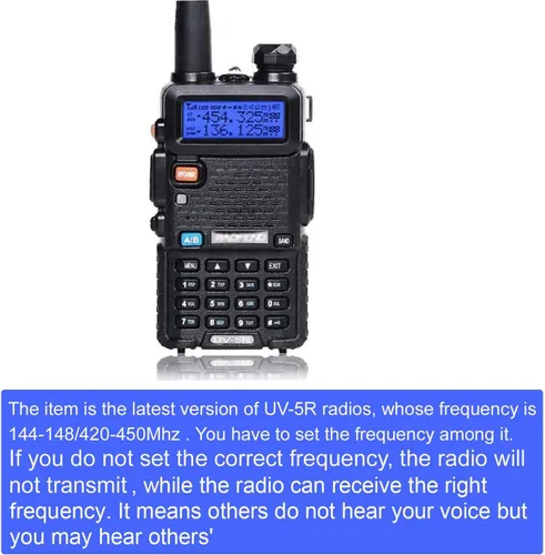 Vista 2 de Baofeng UV-5R Jamón Radio bidireccional de doble banda 144-148/420-450Mhz, Nicama Walkie Talkie 1800mAh batería de iones de litio (paquete de 2)