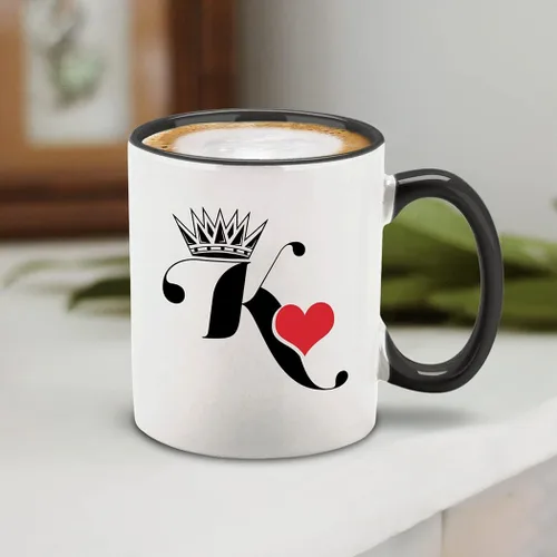 Vista 5 de shop4ever® King & Queen of Hearts - Juego de 2 tazas de café de cerámica para parejas, taza de té de 11 onzas, regalo para él y ella (mango negro)