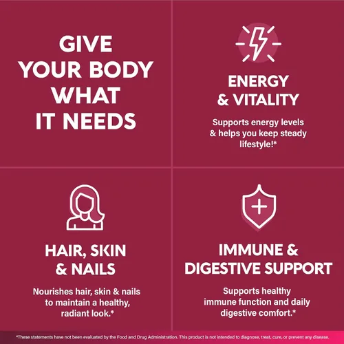 Vista 7 de Multivitamínico para mujer - Complejo B Alimentos integrales Apoyo al crecimiento del cabello Digestión y metabolismo Hierro